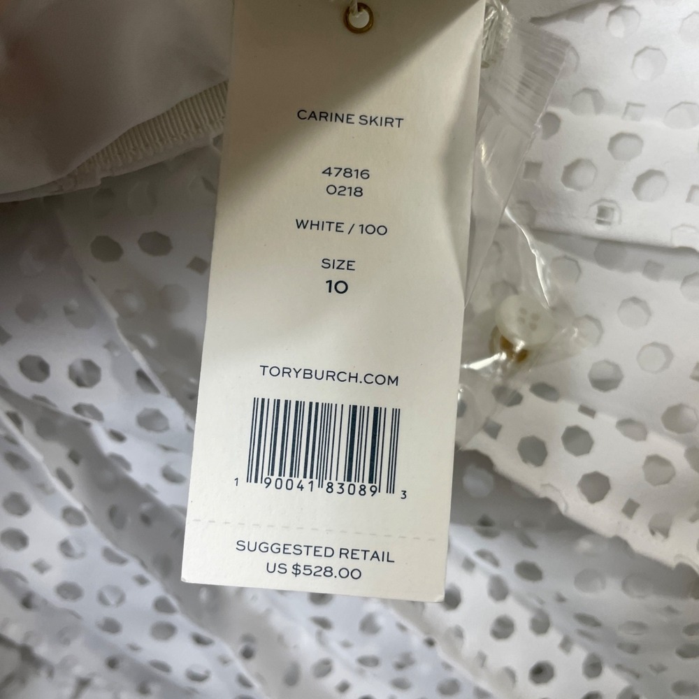 Tory‎ Burch 10 New w/Tags White 100% Polyester Carine Skirt Lined Pleated - Picture 5 of 8